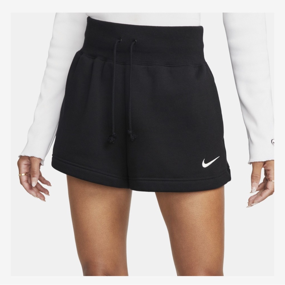 Nike Sportswear Phoenix Fleece High Waist Shorts Womens Size XL Black
